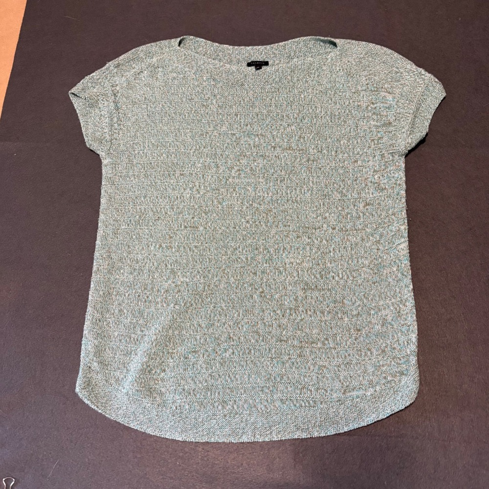 Talbots Linen Knit Top Women Medium Aqua Core LIghtweight Relaxed Core Coastal